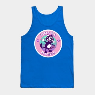 HOUSE MUSIC - Cartoon House Cat Tank Top